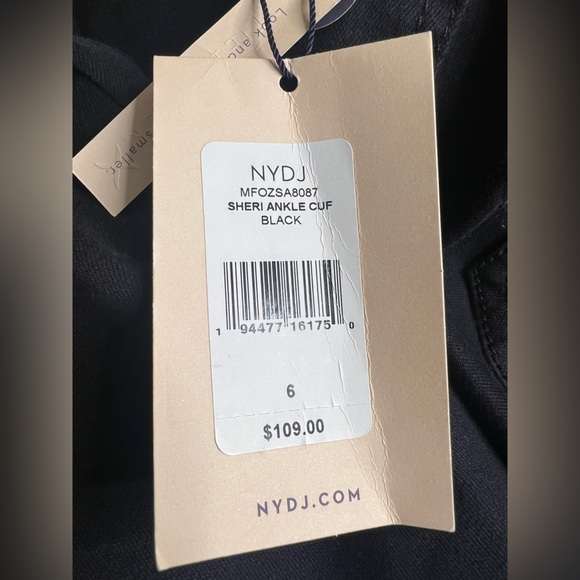 NYDJ Black Sheri Slim Ankle Cuff Denim Jeans 6 New NWT stretch - Picture 6 of 14
